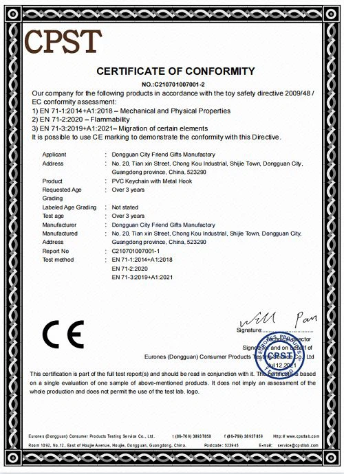 CE Certificate of Conformity