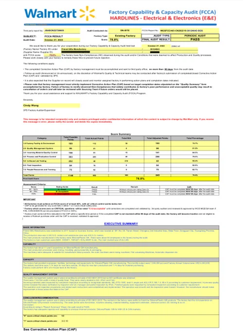 Walmart FCCA Report